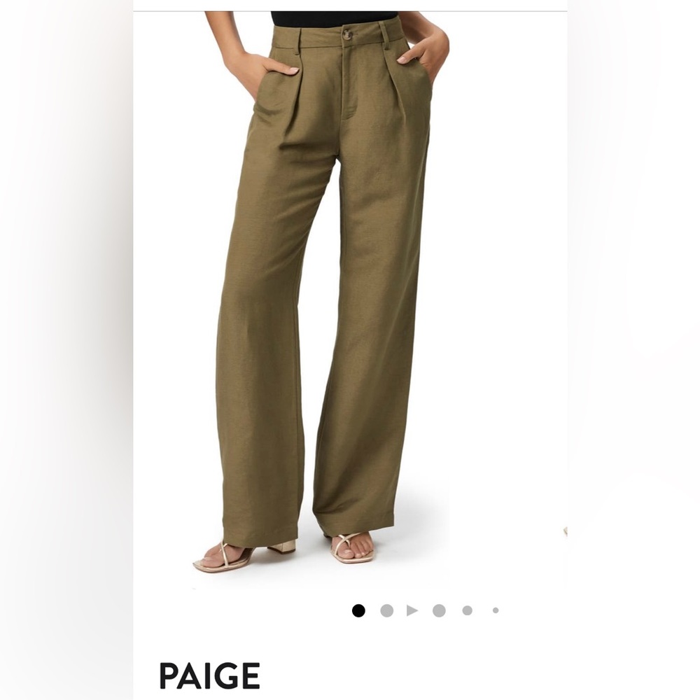 Paige Dallas Pleated High Waist Wide Leg Linen Blend Trousers Sz 0 NWT